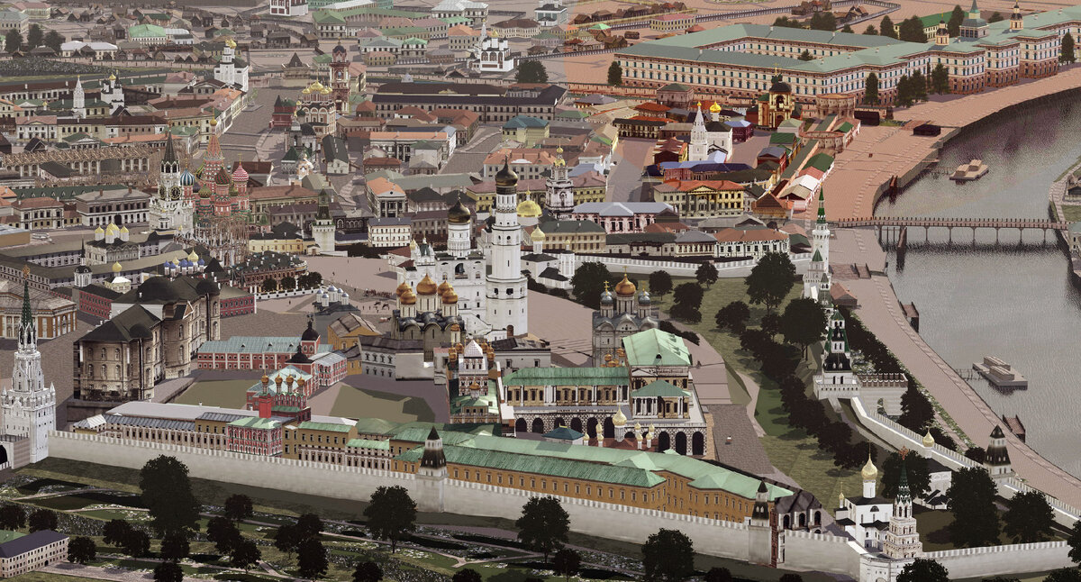 Императорский воспитательный дом на 3D модели Москвы 1812 г.