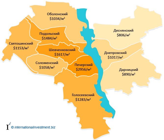 Карта киева с названием районов