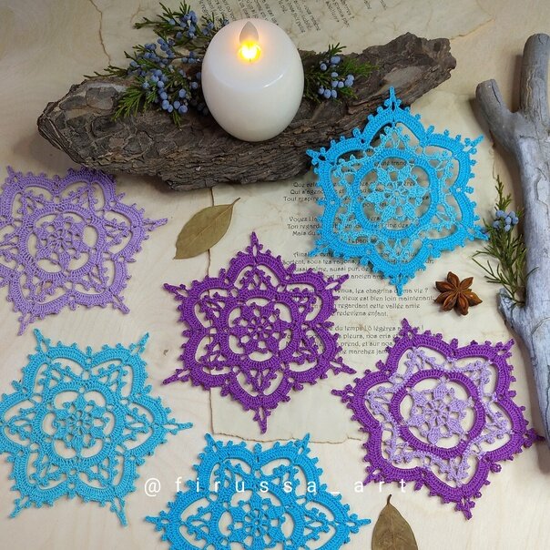    Снежинка крючком от Анастасии БондИсточник: Группа ВК firussa_art