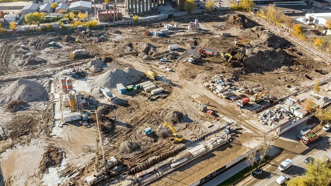 Ход строительства ЖК «Level Южнопортовая» – аэросъемка Новострой-М