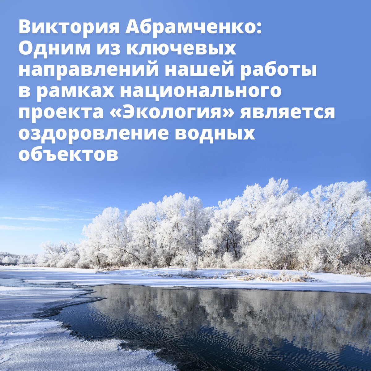 Виктория Абрамченко: Одним из ключевых направлений нашей работы в рамках  нацпроекта «Экология» является оздоровление водных объектов | Правительство  России | Дзен