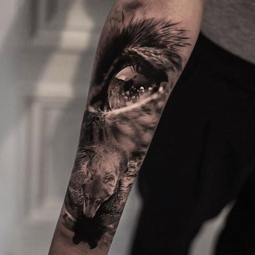 Татуировки волка в лесу: дизайны и идеи