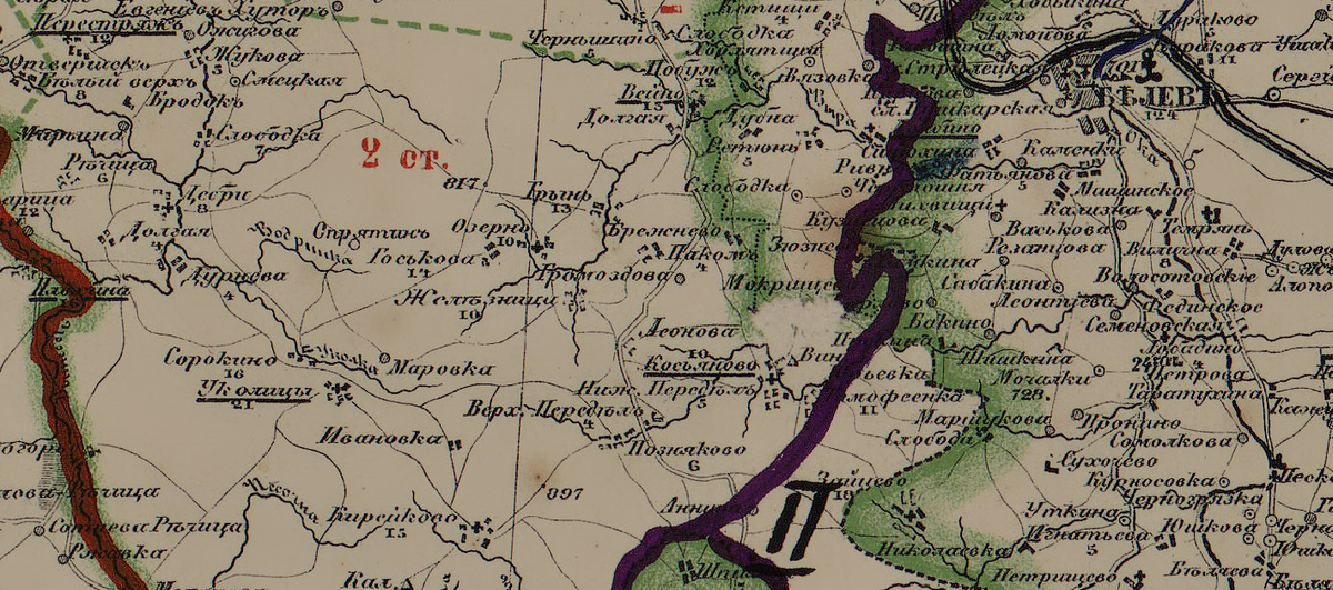 с. Косьяново на карте 1910 г.