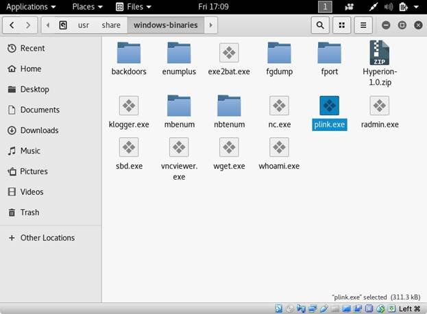 
Рисунок 2: Содержимое директории /usr/share/windows-binaries/