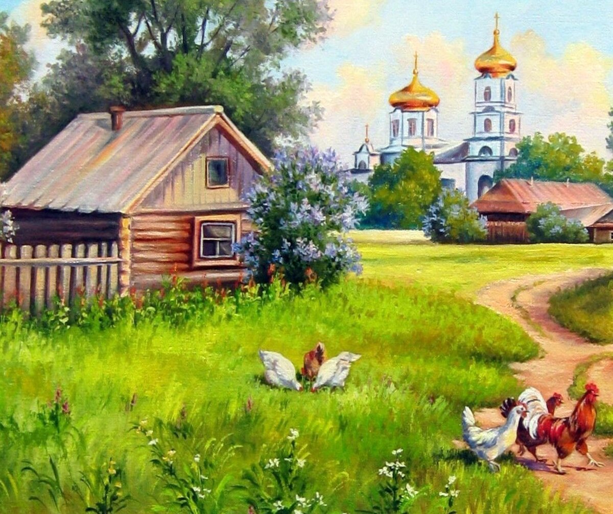 Рисунок на тему лето в деревне