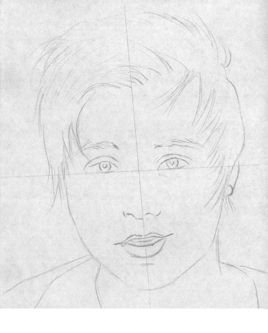 1 этап
Если вам совсем сложно дается рисование, а портрет нарисовать хочется, то вы можете взять лист, приложить его к экрану и просто обвести линии с рисунка ниже. Если вы считаете, то сможете и без этого нарисовать, то просто срисовываем :)
