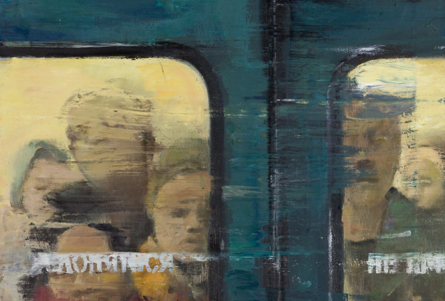 Художник Семён Агроскин. «Не прислоняться» (фрагмент), 2018, холст, масло, 90х40