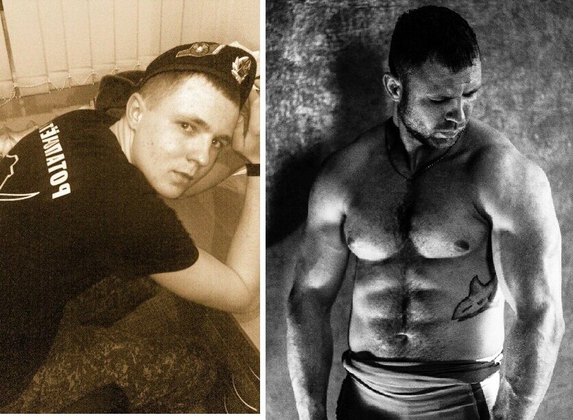 Фото слева: 2010 год в армии (вес 70 кг), фото справа 2015 год, после усиленных тренировок в зале (вес 95кг)