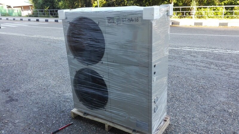 Такие тепловые насосы воздух-вода мы возим из Китая