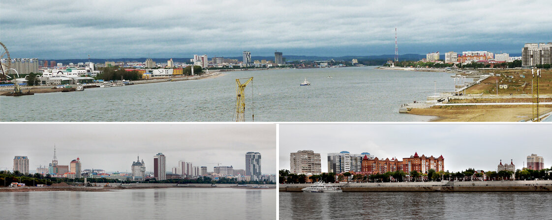 Слева - Хэйхэ, Справа - Благовещенск