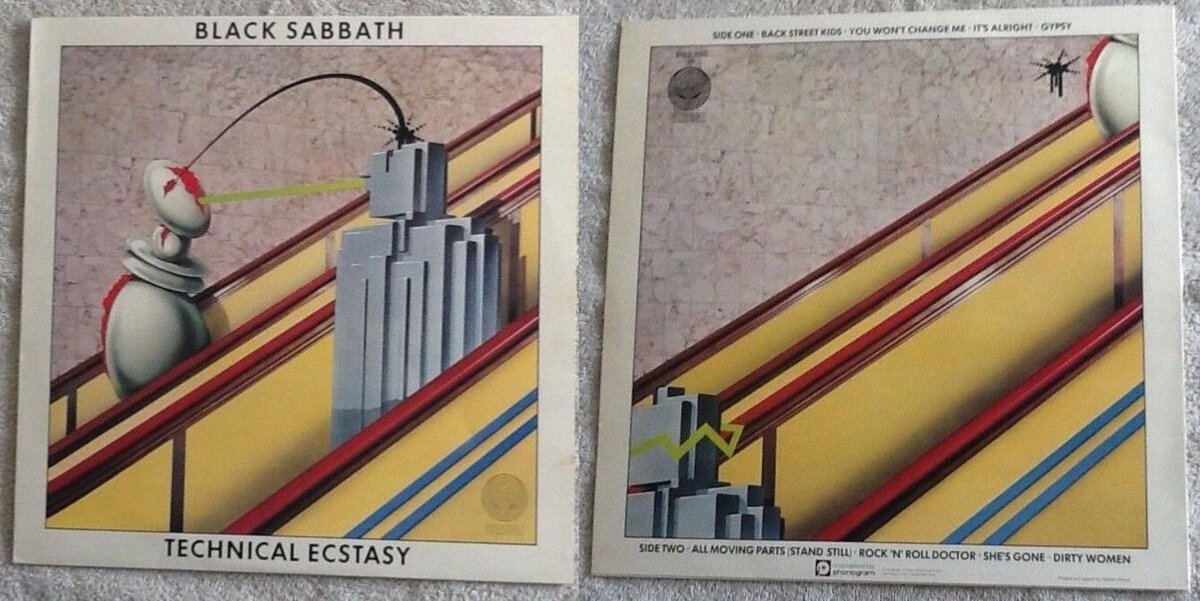 Black Sabbath "Technical Ecstasy", 1976 г. передняя и задняя стороны конверта альбома, английский выпуск