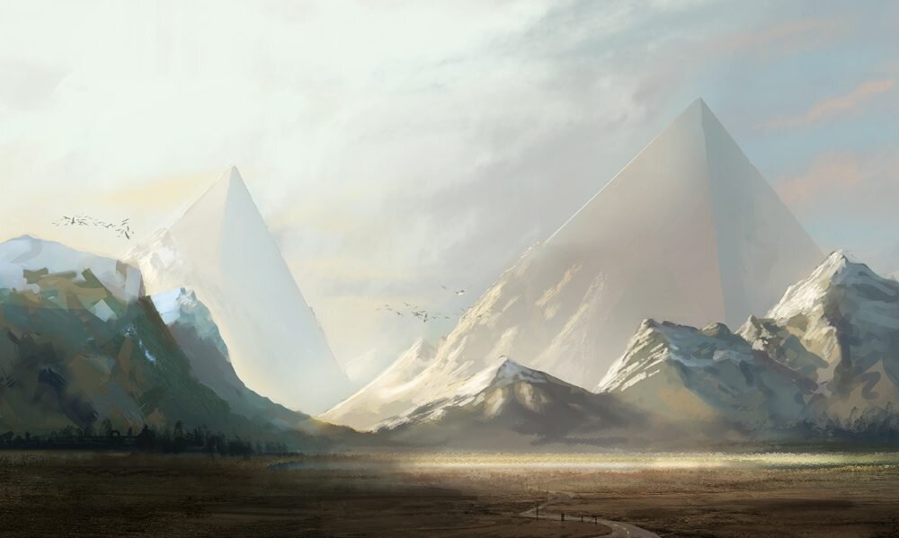 Feng zhu. Цифровая живопись. Инопланетный храм. Фэнтези арт событие. Муспельхейм скандинавская мифология.