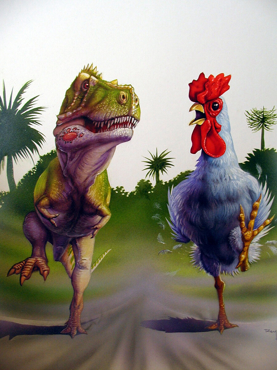 Птицы потомки. Курозавр Хорнер. Курица потомок динозавров. Тираннозавр Луис Рей. Тиранозавр предок курицы.