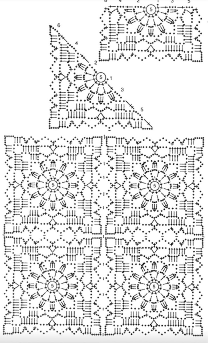 Кофта из квадратов крючком схема с описанием