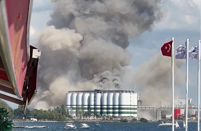    Взрыв в порту Дериндже в Турции.Burak Ceylan/Reuters