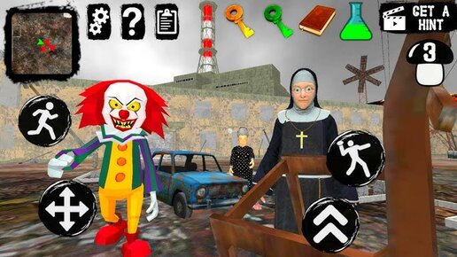 Новый Дом Соседей Гренни и Монахиня Клоун обновленная игра Granny evil nun clown neighbor