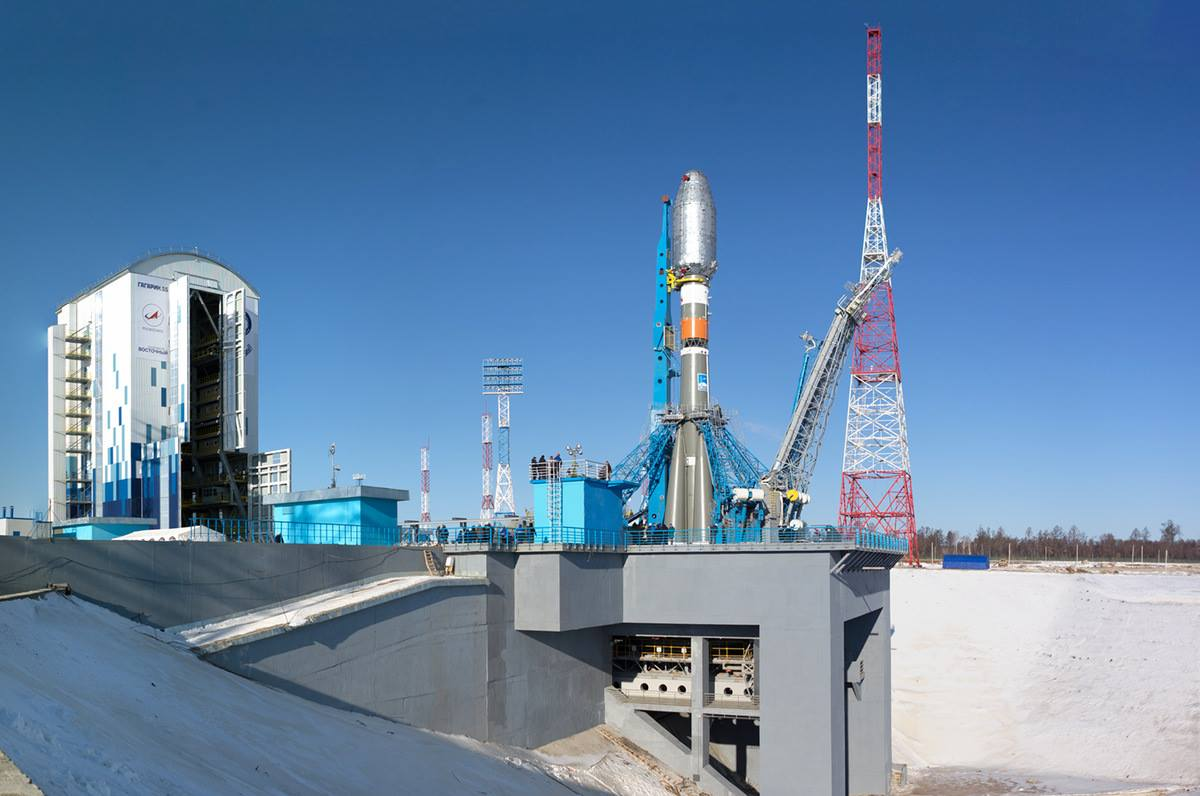 Стартовая площадка на которой установлена ракета носитель Союз2.1А| Иллюстрация взята с wikipedia