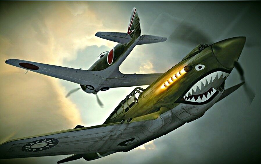 Арт на тему P-40E Warhawk против A6M2 Zero