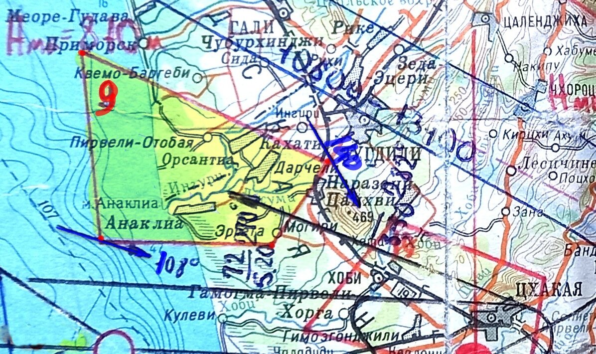 Зона №9 частично была над морем. За ось пилотажа можно было выбрать береговую черту.
