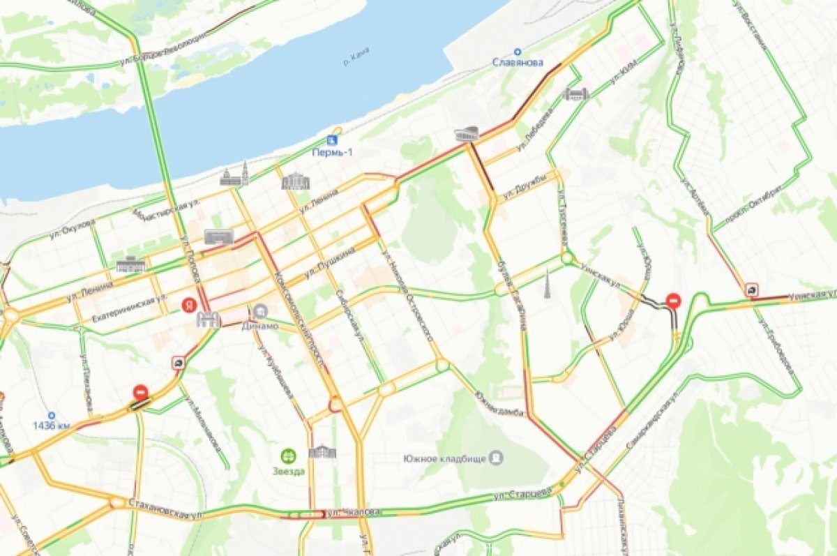 Пробки в перми сегодня сейчас
