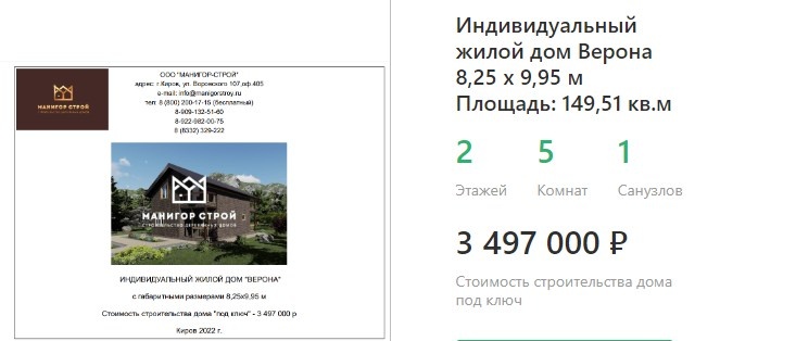 Пример проекта, построенного в ипотеку 