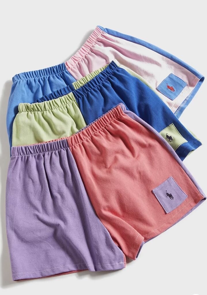 Шорты из крупных отрезов ткани.