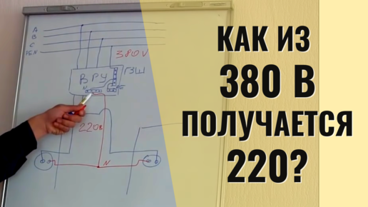 Как из 380 в розетке получается 220?