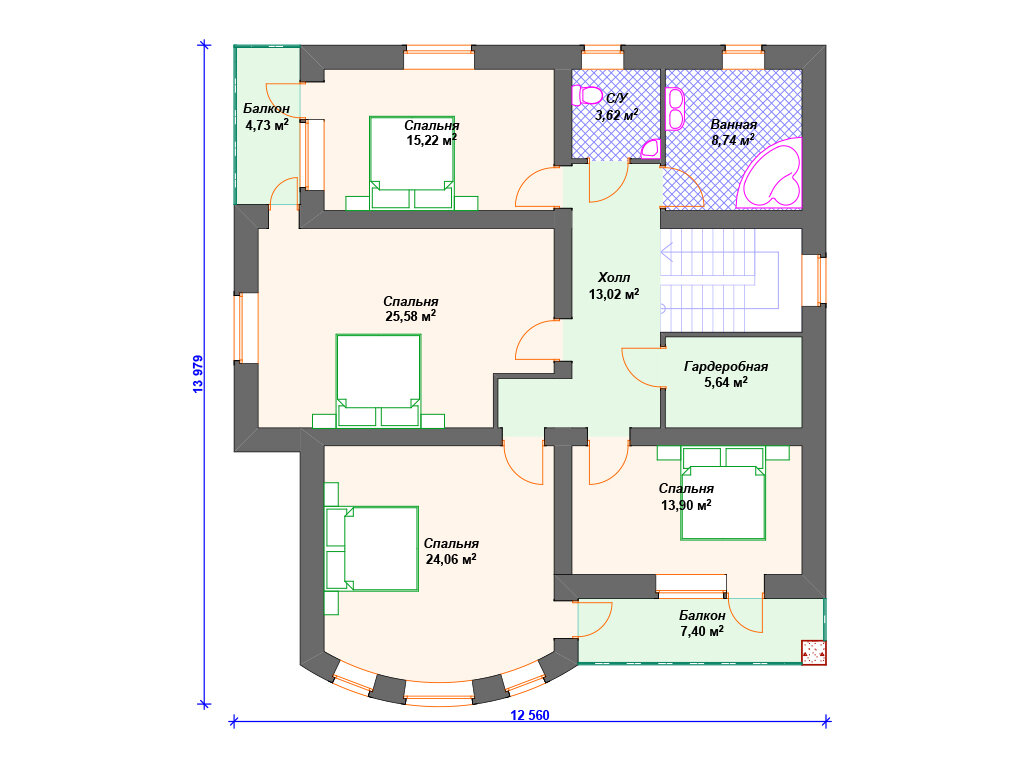 Дом из кирпича (14х16 м). | Arplans.ru - проекты домов | Дзен