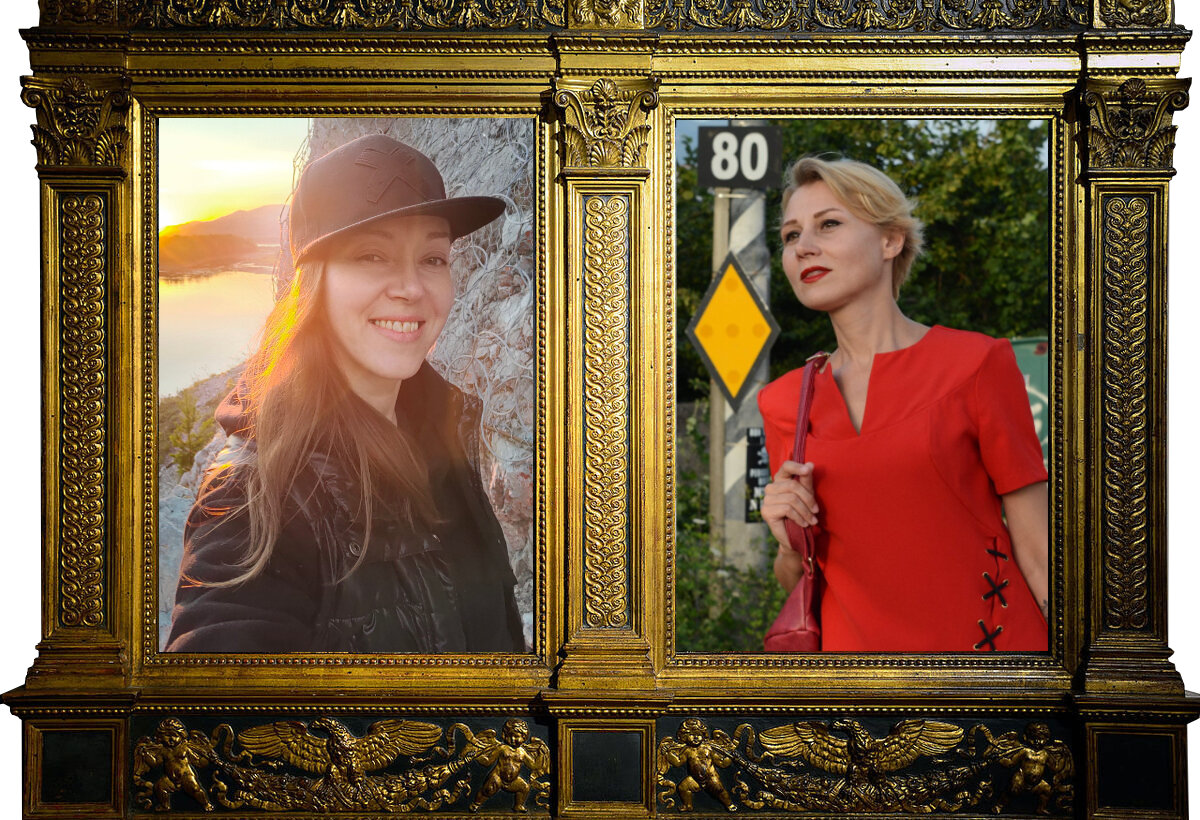 Прижизненные портреты: Валя Саар и Юлия Рысь. Не холст и не масло. Коллаж автора канала