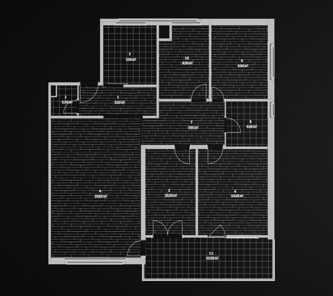 Исходная планировка квартиры в Цюрихе