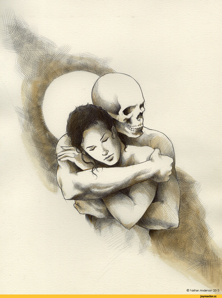 Смерть отношение мужчины. Зарисовки про отношения. Иллюстрации - в объятиях смерти. Отношения арт. Мужчина и женщина рисунок.
