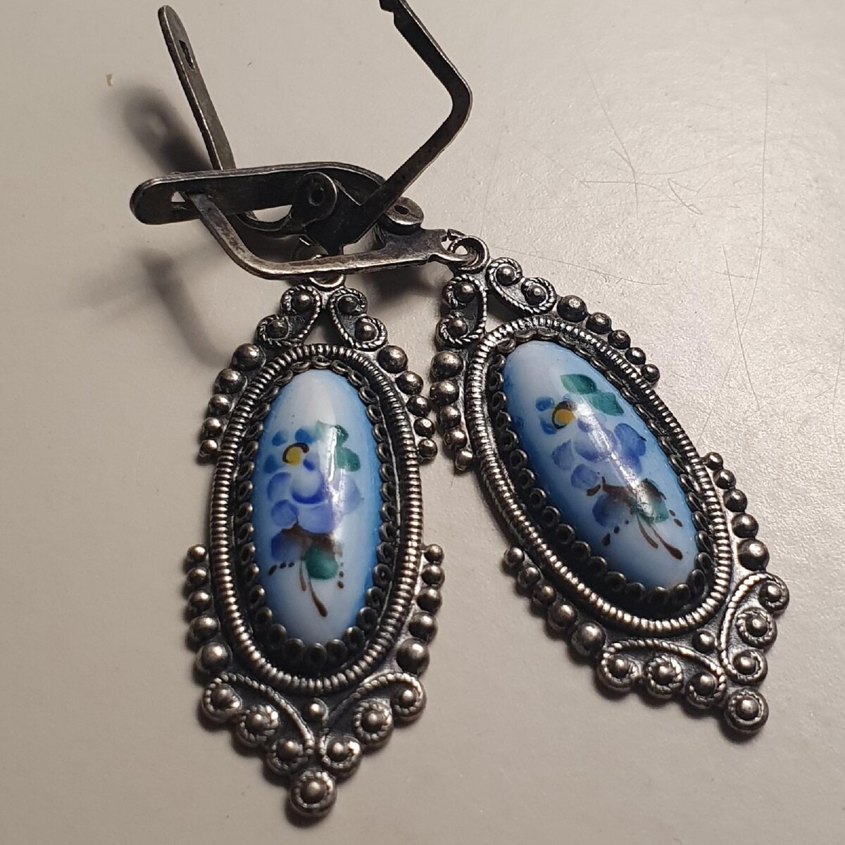 Серьги с финифтью. СССР. 