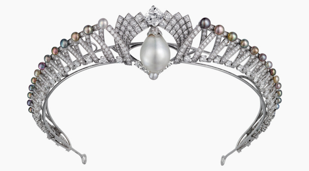 Диадема Royal, Cartier, платина, натуральный жемчуг, бриллианты.