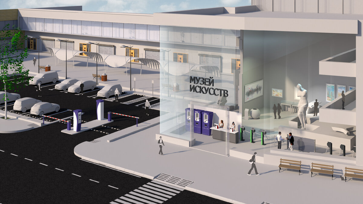 3D модель музея с установленным оборудованием ER:ticket