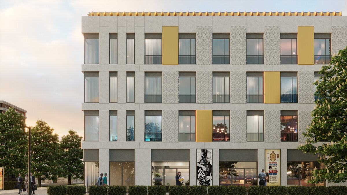 Проект клубного жилого дома г. Севастополь, ул. Частника - ул. Щорса, АПБ "Основа", первый вариант фасада