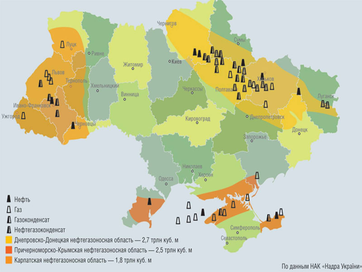 Сланцевый газ на донбассе карта