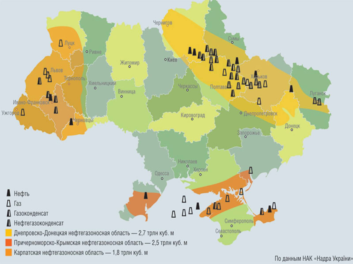 Карта сланцевого газа в донецкой области карта