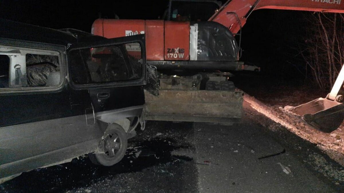     Микроавтобус врезался в экскаватор на одной из популярных трасс Приморья. Двое людей получили травмы.