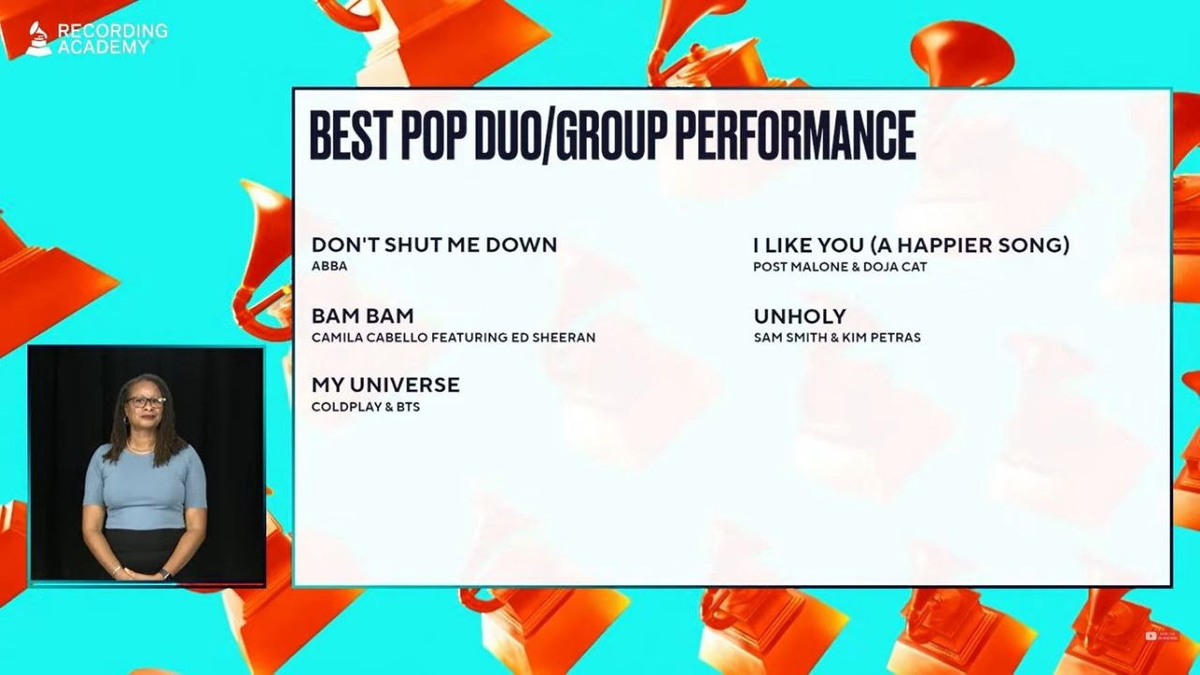 Все номинации в категории 'Лучшее поп-исполнение дуэтом или группой'