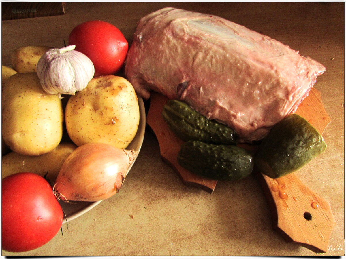 Продукты для азу (в этом случае у меня была баранина)