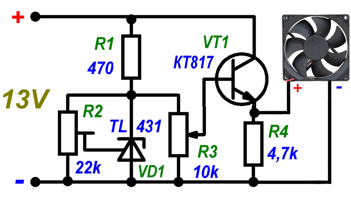 Автоматический регулятор скорости вращения вентилятора описание работы аналоговой схемы