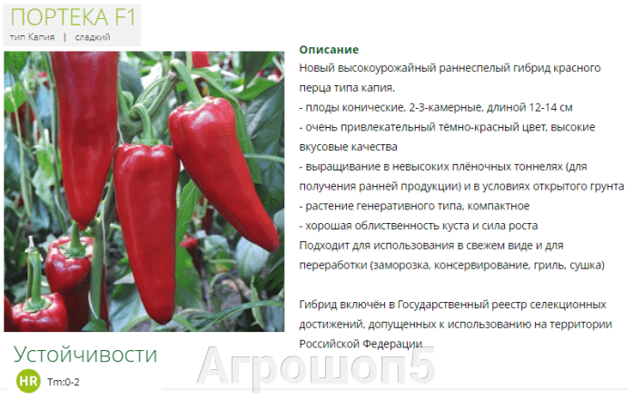 Перец капия описание сорта фото отзывы
