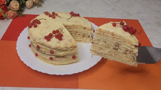 Творожный торт «Наполеон» с заварным кремом: на сковороде