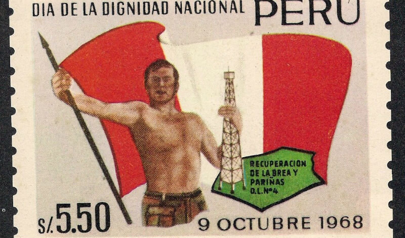 Почтовая марка по мотивам событий в Перу.