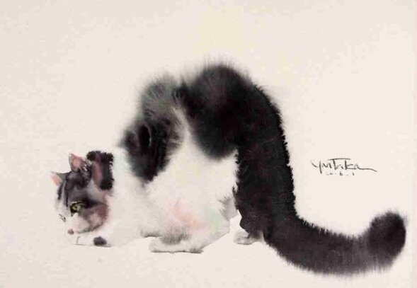 Удивительные кошки: потрясающие живые акварели по-сыромуот Ю. Мураками