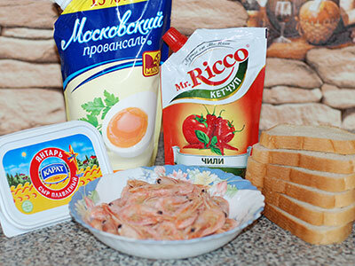 Ингредиенты для канапе с креветками