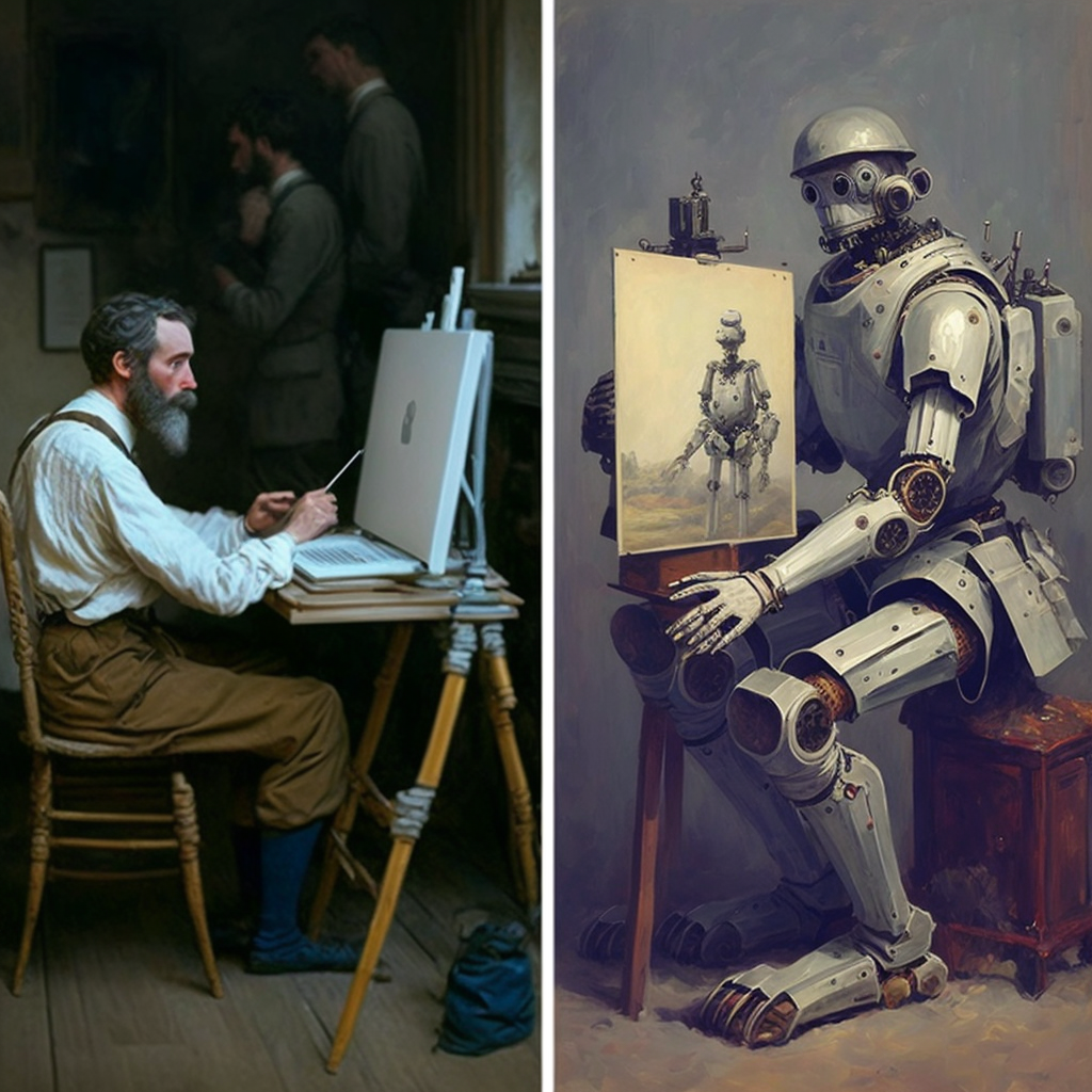 Учитель и ученик. Нарушает ли эта работа Midjourney чьи-то авторские права?