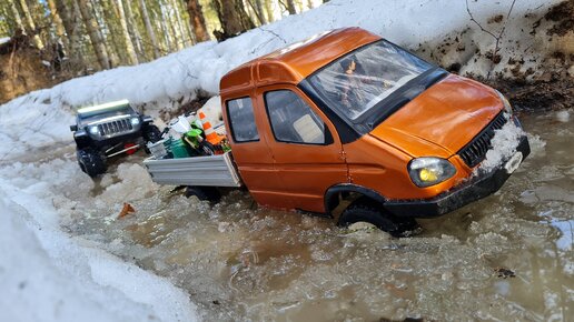 Газель 4х4 и Jeep по ледяному бездорожью