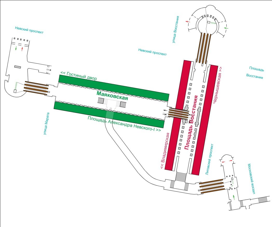 План Площади Восстания и Маяковской.