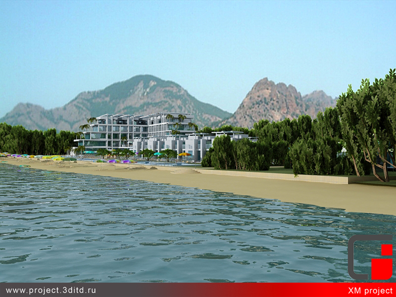 Проект гостиничного комплекса в р-не Сочи. Архитекторы - Павел Сапов, Сергей Башкиров